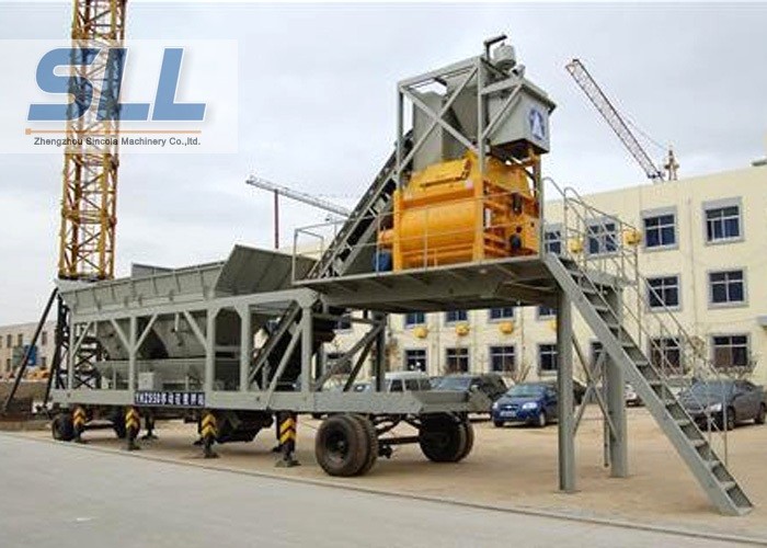High Productivity Portable Concrete Mixer Batching Plants Mobile Low Noise
