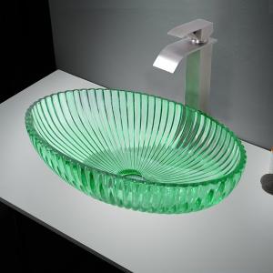 Quality Transparent Green Glass Vessel Basins Cabinet Sink For Bathroom Decoration wholesale