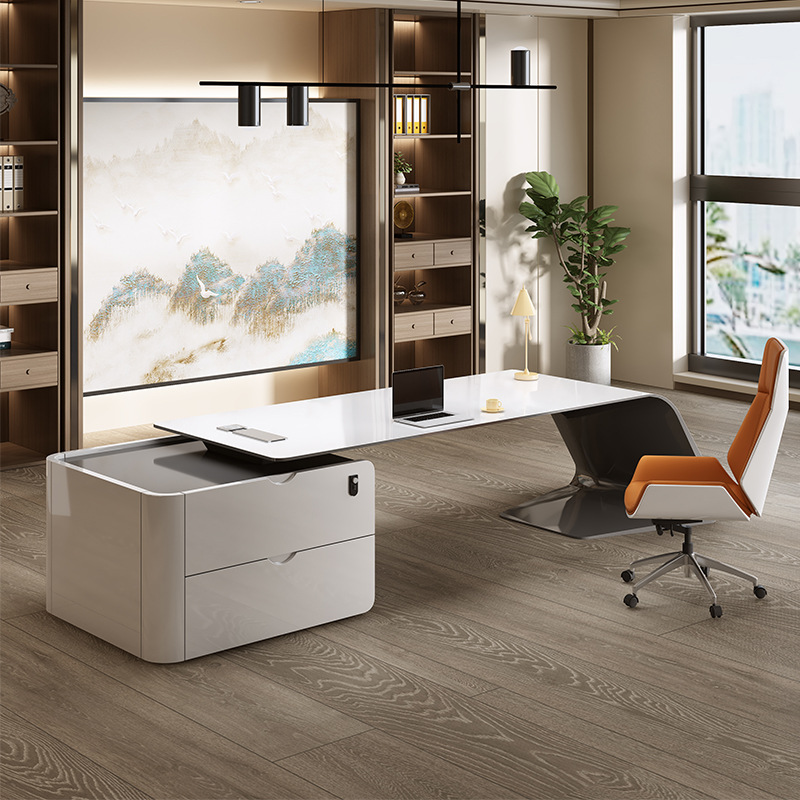 ISO9001/ISO14001 Certified MDF Baking Varnish Work Table Manager Desk with Drawer