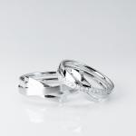 Intersecting Lines Women13 Men20 Style White Gold Couple Rings