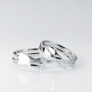 Quality Intersecting Lines Women13 Men20 Style White Gold Couple Rings wholesale