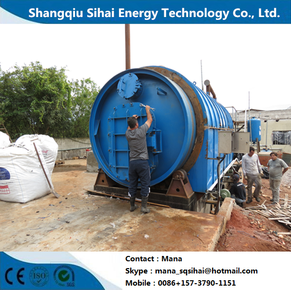 380V Used Plastic Tyres Recycling Machine For Fuel Oil Carbon Black Directly Heating