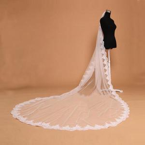 Quality 3m Ivory Bridal Veil Jacquard Lace Edge with Cord wholesale