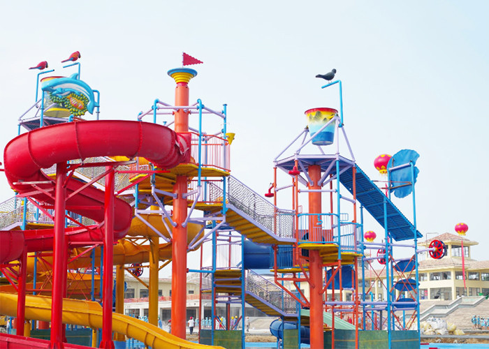 Medium Aqua Playground Water House , Commercial Water Park Equipment With Slide