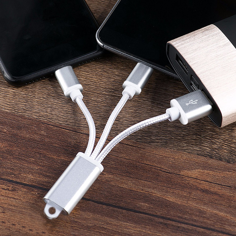 Key Ring USB Data Cable 3 In 1 20cm Length For IPhone / Huawei / Samsung