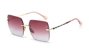 Quality UV400 Gradient Rimless Sunglasses Fashion Rivets Square Polarized Sunglasses wholesale