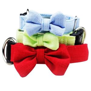 Quality Cute Classic Ribbon Dog Collars , Designer Dog Collars Bamboo Hemp Material wholesale