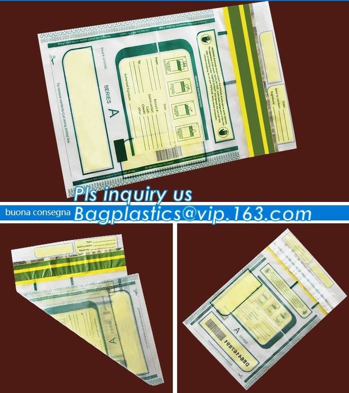 Opaque Tamper Evident Sealing Plastic Bank Money Steb Security Bag / Custom Self Adhesive Plastic Courier Bag, bagease