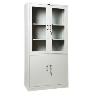 Quality Swing Door Steel Filing Cabinet Knock Down Metal Stationery Cupboard Flat Packed Matt Light Grey wholesale
