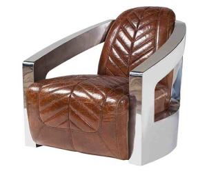 Quality Aviator Retro Leather Chair With Stainless Steel Arms wholesale