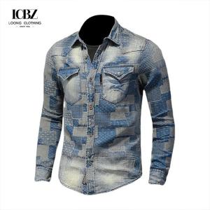 Quality 2022 Unique Design Spring Fashion Men's Retro Flower Shirt Casual Style Dress Shirts wholesale