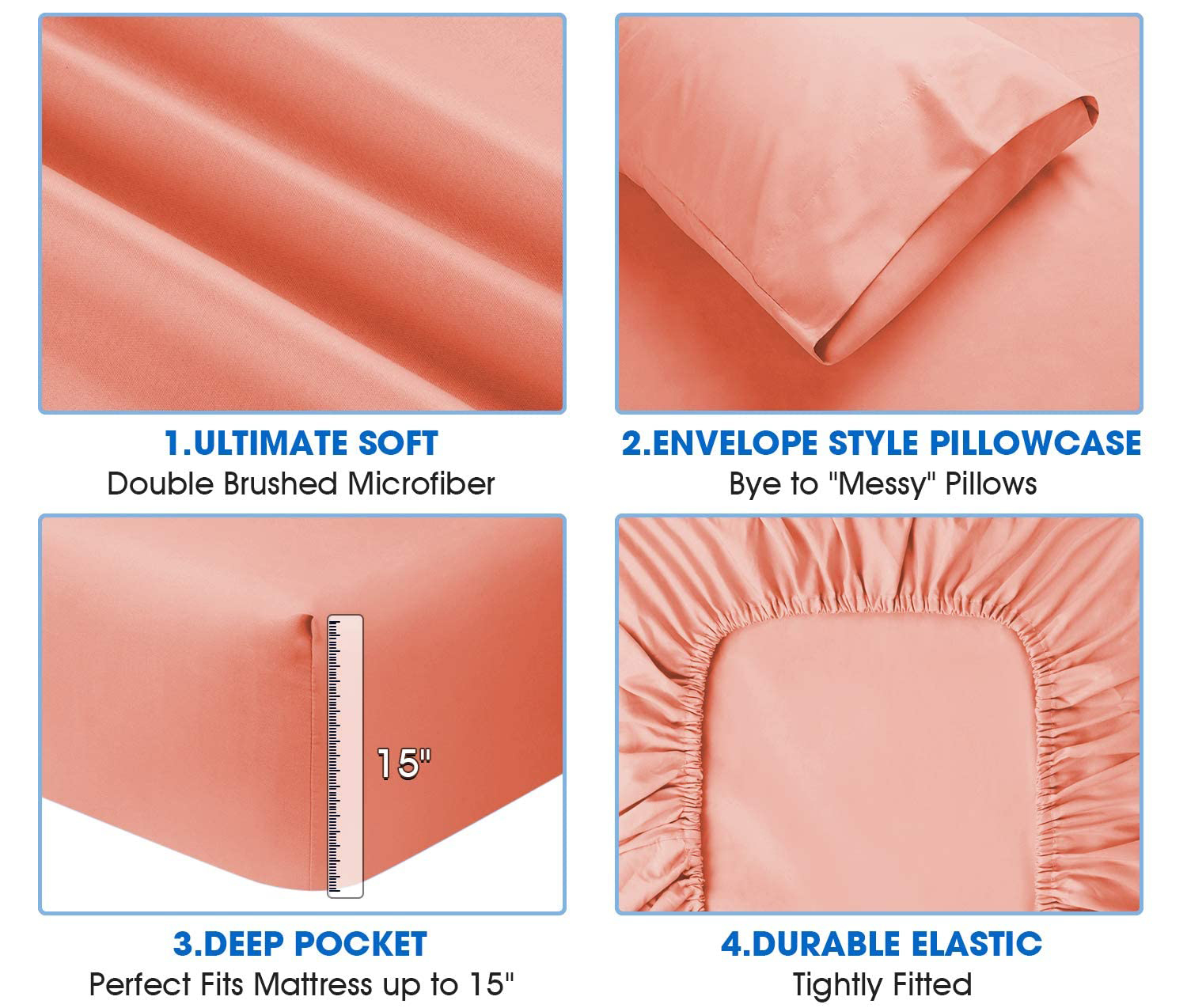 Ultra Thin High Count Bedding Set Soft Sheet 4 Piece Set for Home in Customized Color