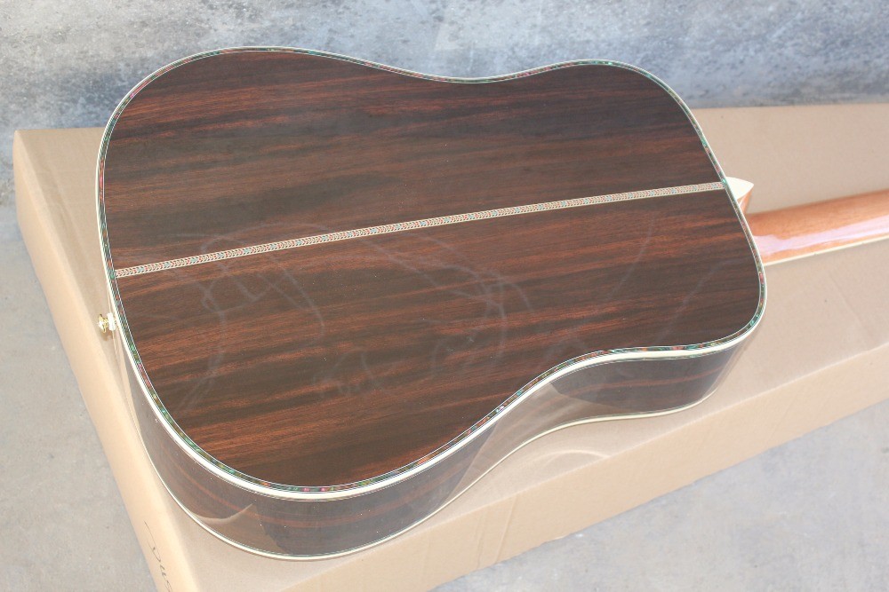 Ebony fretboard acoustic guitar AAA solid top acoustic electric guitar OEM round body custom guitar