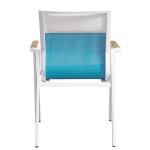 Aluminum Outdoor Textilene Teak Wood Armrest Dining Chairs For Restaurant