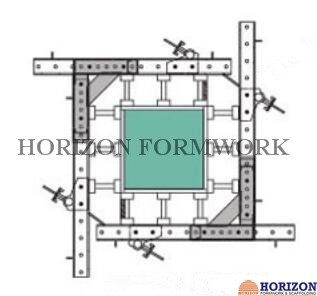 Rectangular Wall Formwork Combined with Wooden Girder H20 and Steel Walings