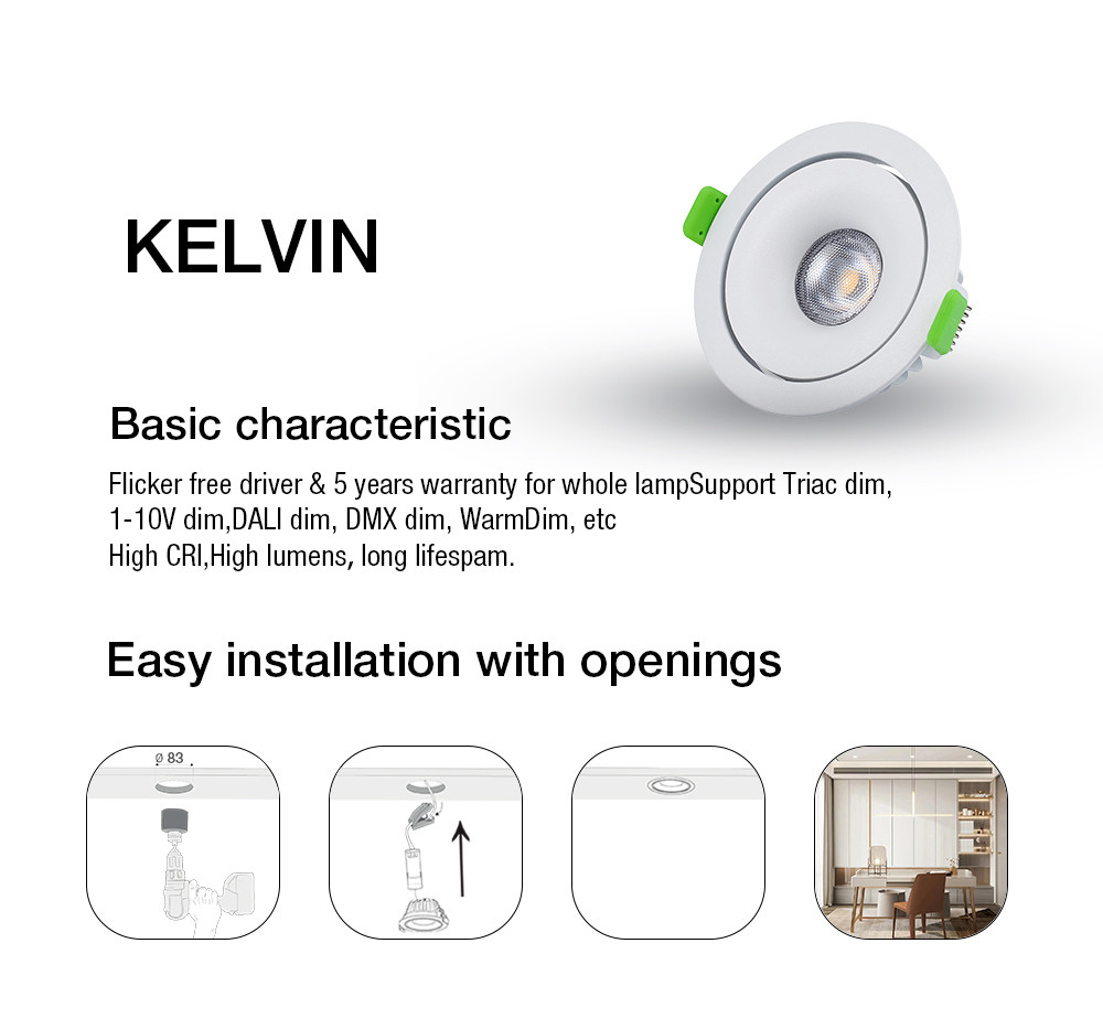 IP54 95Ra Adjustable CCT LED Downlight 10W Aluminum Waterproof