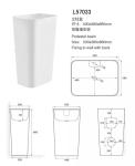 White Cylinder Pedestal Bathroom Sinks , Porcelain Pedestal Sink Depth 120mm