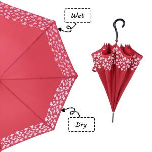 Quality Semi Automatic J Shape Straight Handle Umbrella Pongee Panel wholesale