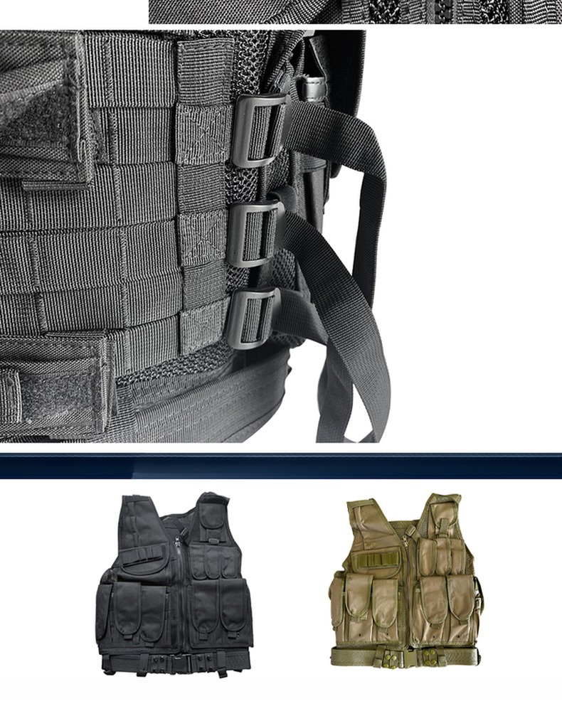 Comfortable Protective Black Vest with multiple Pouches for Body and Equipment Fabric