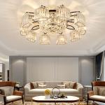 Crystal Ceiling Lights For Living Room Circle Gold Black led flush mount ceiling