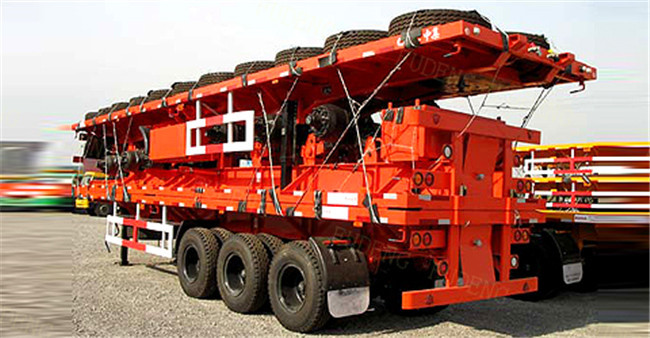 40 Feet High Flatbed Container Trailer For Container / Cement Bags Transport