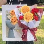 Smiling Face Sunflower and Common Sunflower Woolen Flower Bouquet Finished