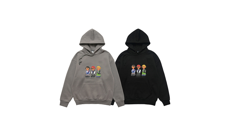 Customized Logo Printing 2024 Men's Plus Size Hoodies with Thick Fleece and Cartoon Print
