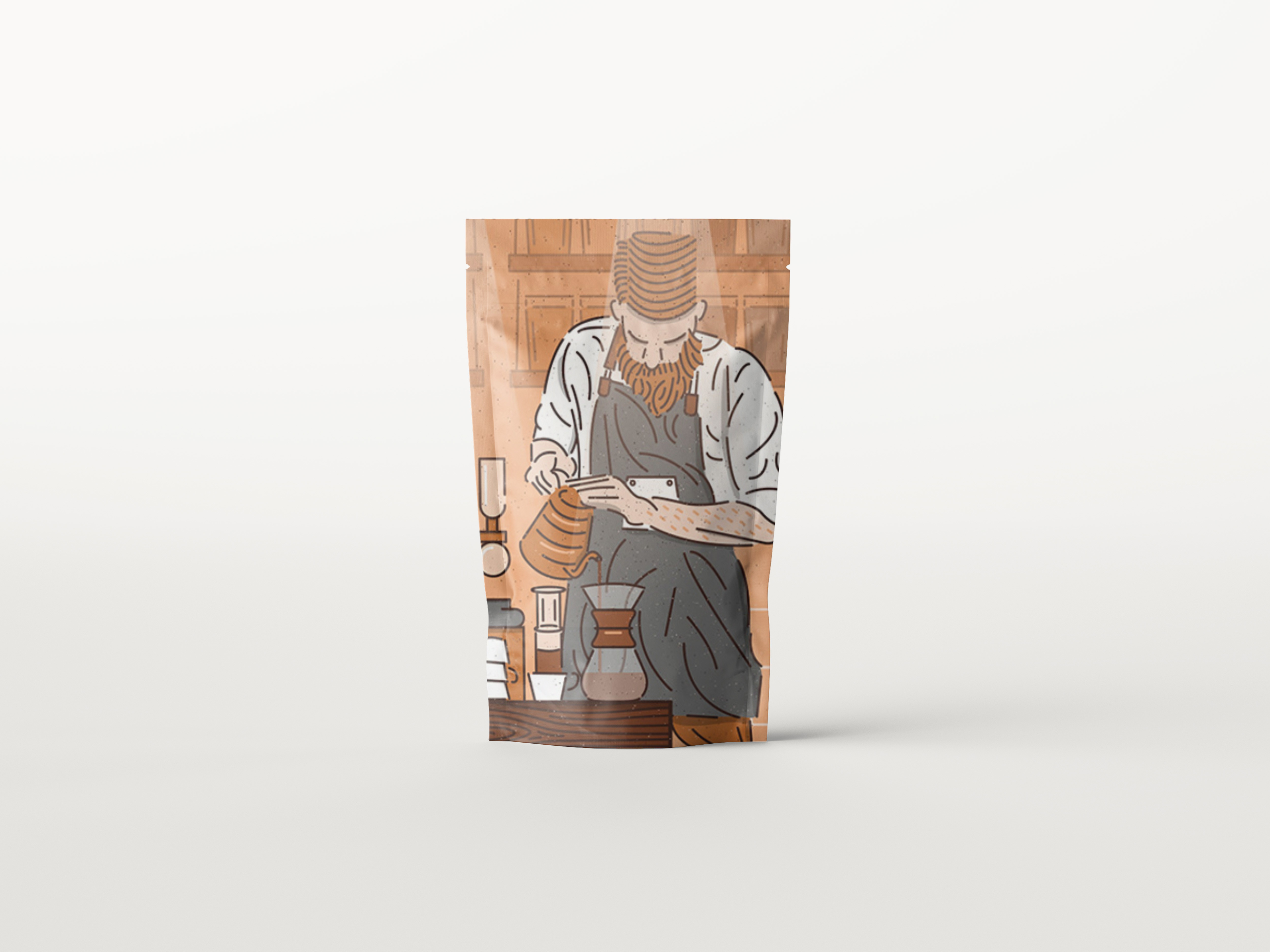 250g Coffee Beans Stand Up Kraft Paper Pouches Gravnre Printing