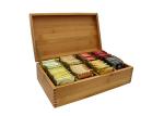 Natural Bamboo Storage Organizer Box , Wooden Tea Bag Holder Easy Cleaning