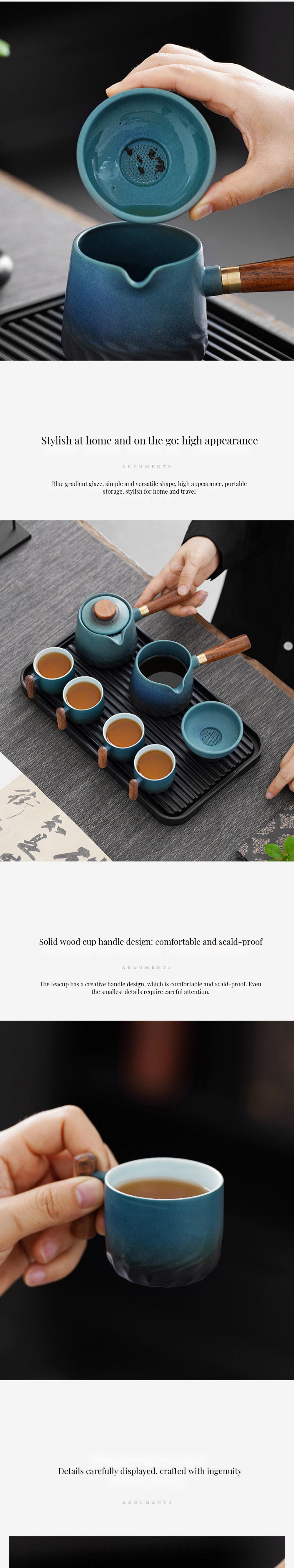 Traditional Style Portable Ceramic Kung Fu Tea Set for Office and Home Capacity 300ml