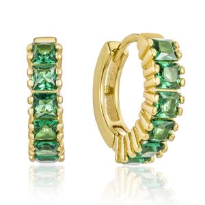 Quality 925 Sterling Silver Princess Green CZ Diamond Earrings for Women's Contemporary Look wholesale