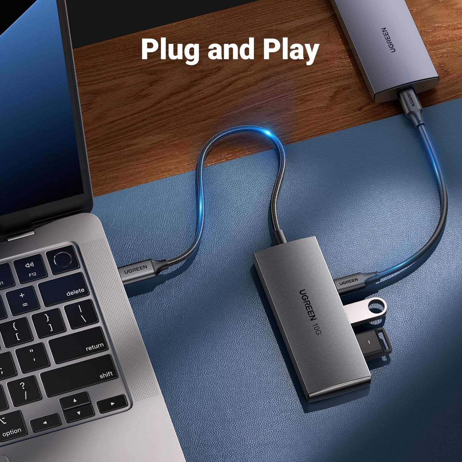 USB C Hub 10Gbps, 4 Ports USB 3.2 HUB with 2 USB-C 3.2 and 2 USB-A 3.2, USB Port Extender for MacBook