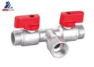 Quality AL Handle NPT Nickel Plated Brass Ball Valve BSP 3 Way Brass Ball Valve T Port wholesale