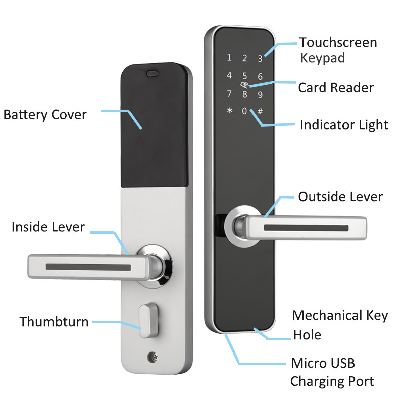 Combination Smart Door Lock Remote Control For Front Door Silver/Black Optional