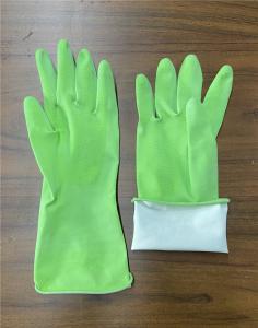 Quality Spray Flocklined M 45g Rubber Kitchen Dish Wash Gloves Green wholesale