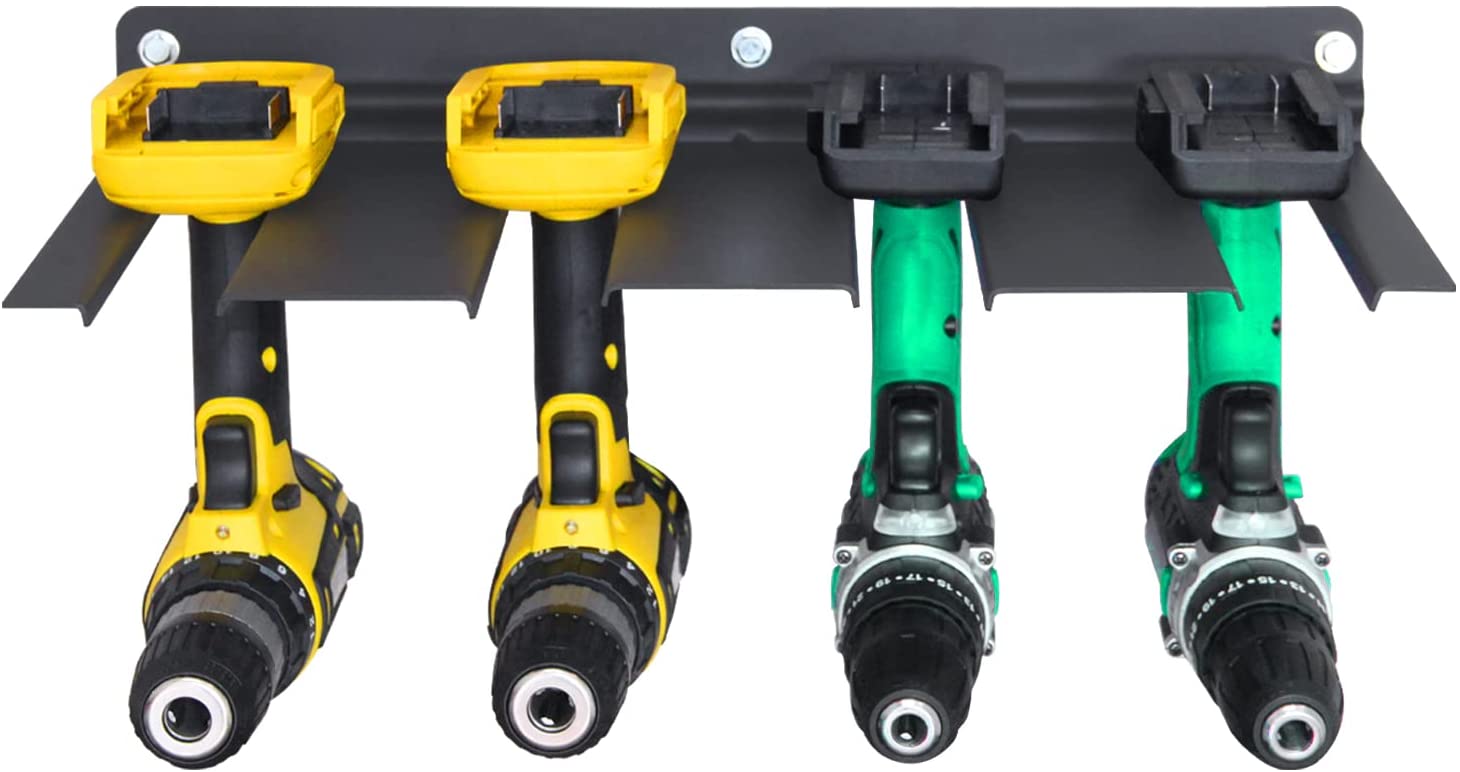 Wall Mount Drill Holder Holds 4 Drills, Electric Drill Tool Rack, Heavy Duty Utility Racks