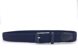 Quality Dark Blue Mens Elastic Woven Stretch Belt With Pin Buckle Wide 1-3/8 Inches wholesale