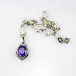 Fashion Jewelry 925 Silver 8mmx10mm Oval Created Amethyst Pendant (PSJ0422)