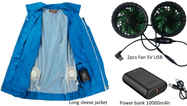 Battery Power Fan Cooled Jacket Worsted Fabric For Women Men Workerwear