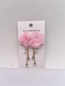 Quality Pink Flower Earring with Dimond Pendant for Kids wholesale