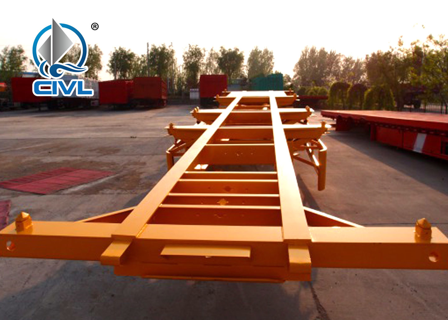 3 Axles 40ft Container Chassis Skeleton Semi Trailer Trucks With Twist Lock