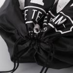 Logo Printed Drawstring Gift Bags / Travel Black Cotton Drawstring Bags