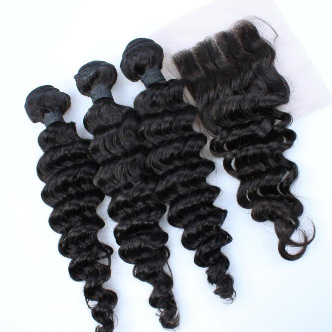 wholesale 8A grade cheap 3 parting lace closure brazilian virgin hair bundles with lace closure