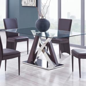 Quality Tempered Glass 150cm Chromed Steel 52kgs Modern Dining Table wholesale