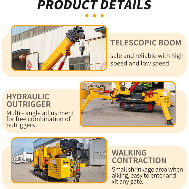 3 Ton Heavy Mobile Spider Crawler Cranes ZHONGMEI Telescopic Construction Electric Spider Crane