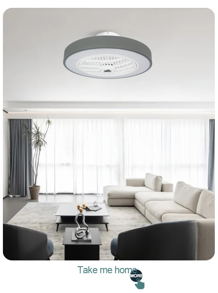 20" 1stshine Small Low Energy 220V 7 ABS Blade Ceiling Fan with LED Light Natural Wind