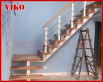 Steel Cable Stair VK67SC Tread Beech glass Aluminum Baluster Glass Handrail 304