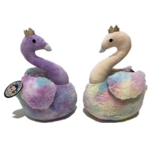 Quality Tie Dye Long Soft Fur Plush Animals Swan Toys Gift For Kids wholesale