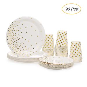 Quality FDA 90 Pcs Disposable Dishware With Dinner Plate Beverage Cup wholesale