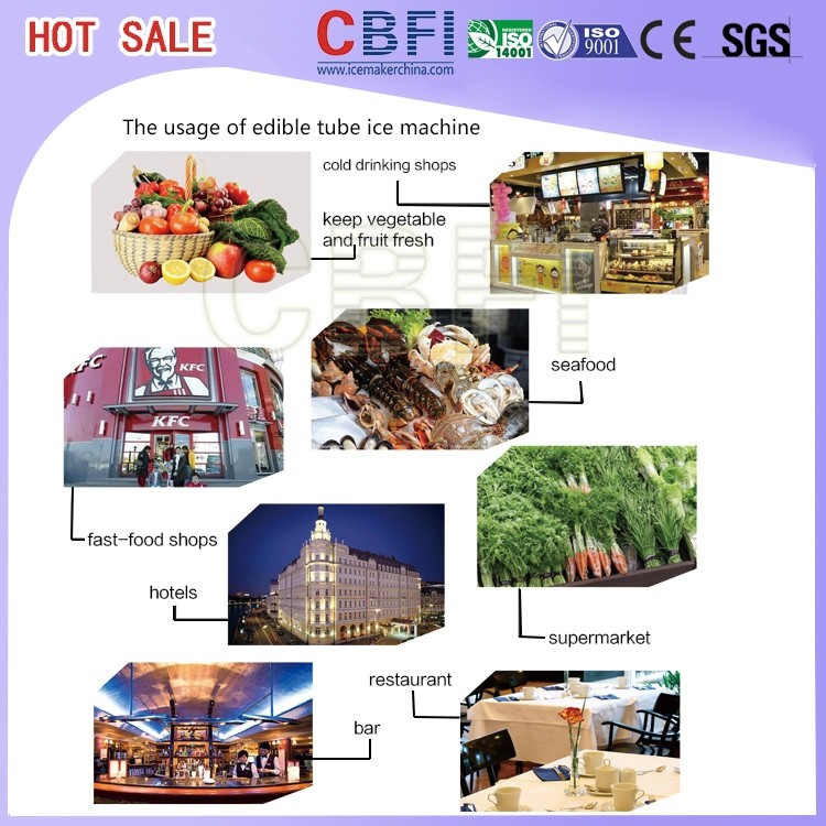 Human Edible Ice Tube Machine For Drinks , Wines Cooling 5 Tons Per Day